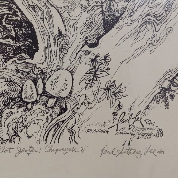 Paul Lee Drawing #27/95 1st ed. "Woodlot Jester: Chipmunk" 1975-85 - Picture 2 of 8